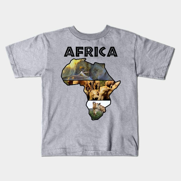 Africa Wildlife Continent Collage Kids T-Shirt by PathblazerStudios